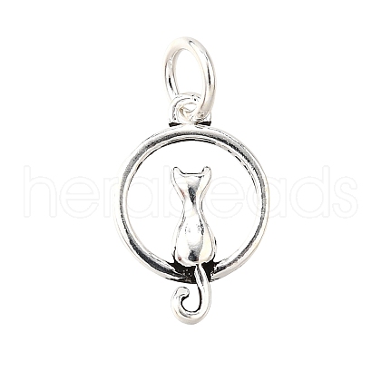 925 Sterling Silver Ring with Cat Shape Charms STER-D306-03S-1