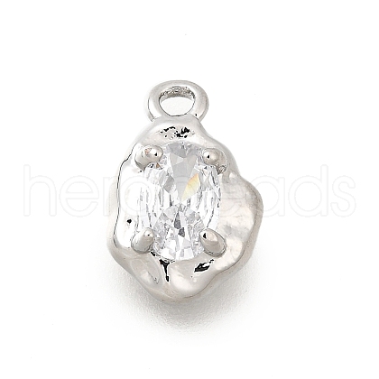 Brass Micro Pave Cubic Zirconia Charms KK-Q097-02P-1