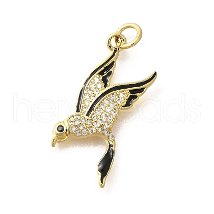 Brass Micro Pave Clear Cubic Zirconia Enamel Pendants KK-M297-02G-1