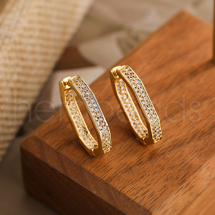 Oval Brass Micro Pave Cubic Zirconia Hoop Earrings FS-WG2CC95-02-1