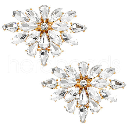 2Pcs Alloy Crystal Rhinestone Shoe Buckle Clips FIND-FG0003-18-1
