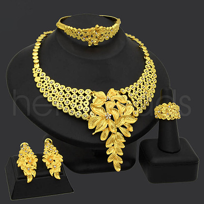 Leaf Alloy Rhinestone Jewelry Sets FS-WGFCF94-01-1