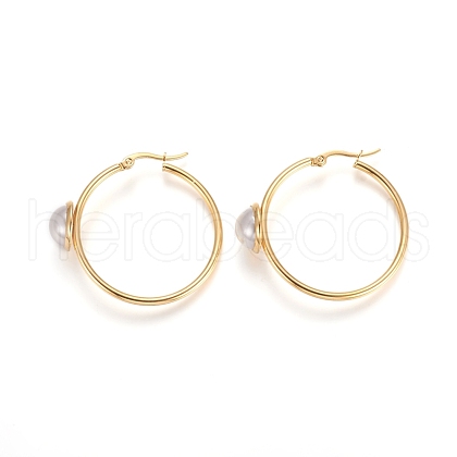 304 Stainless Steel Hoop Earrings STAS-D171-13G-1