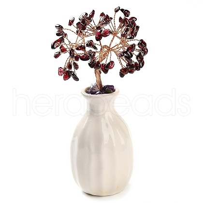 Mother's Day Natural Garnet Chips Money Tree Decorations DJEW-C016-01L-1