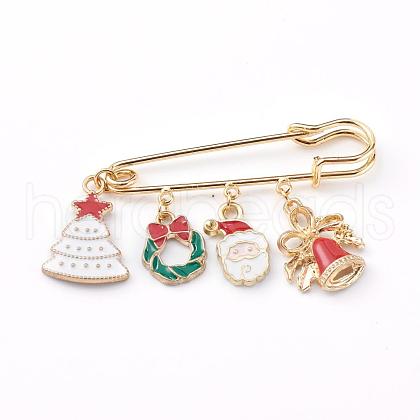 Christmas Theme Brass Safety Brooch JEWB-BR00046-03-1