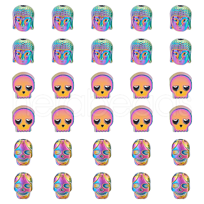  30Pcs 3 Style Rack Plating Alloy European Beads PALLOY-NB0003-86-1