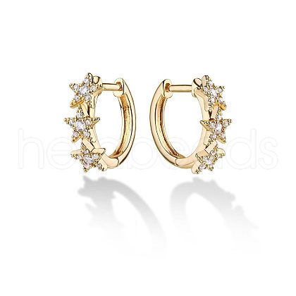 Brass Cubic Zirconia Hoop Earrings FS-WG6F7A1-02-1