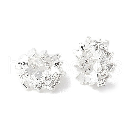 Brass Micro Pave Cubic Zirconia Beads FIND-B046-02S-1