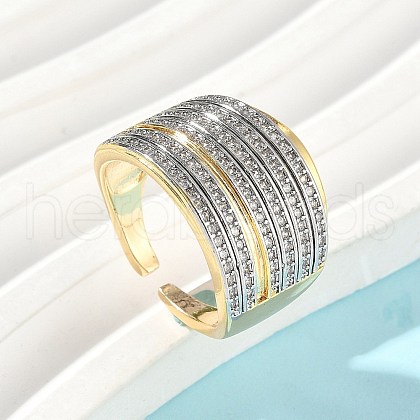 Brass Micro Pave Cubic Zirconia Rings RJEW-D307-04G-A-1