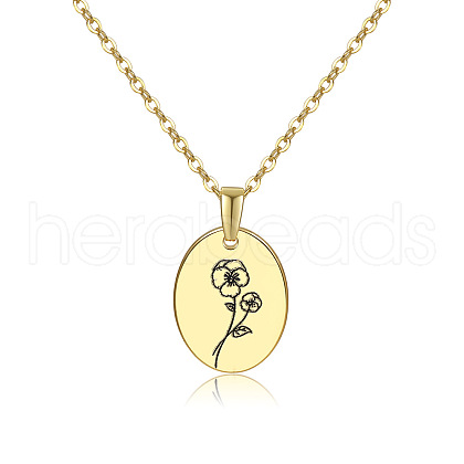 Brass Birth Month Flower Pendant Necklace HUDU-PW0001-034B-1-1