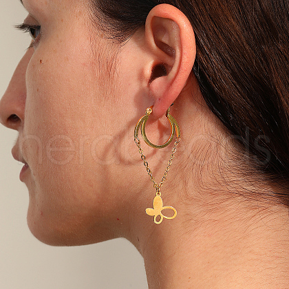 Stainless Steel Butterfly Hoop Earrings OP8572-1
