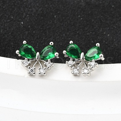 Brass Micro Pave Cubic Zirconia Stud Earrings EJEW-M103-09P-1