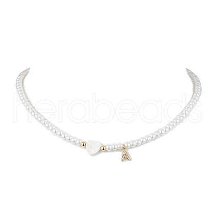 Brass Micro Pave Grade AAA Cubic Zirconia Letter Pendant Necklaces NJEW-JN04771-01-1