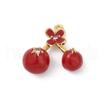 Brass Red Enamel Pendants KK-M322-03G-1