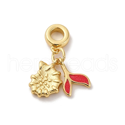Brass Enamel European Dangle Beads KK-Q098-38G-B-1