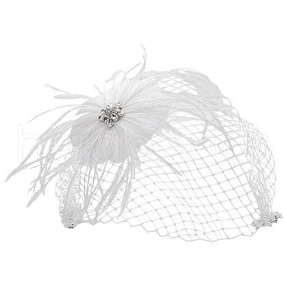 Bridal Wedding Mesh Feather Fascinator Hats Hair Chips OHAR-WH0011-47A-1