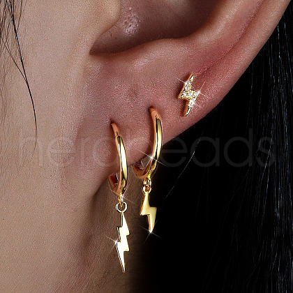 3Pcs S925 Sterling Silver Lightning Bolt Earring Sets ZH5112-1-1
