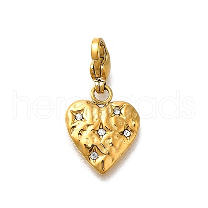 Heart 304 Stainless Steel Rhinestones Pendant Decorations STAS-R159-50G-03-1