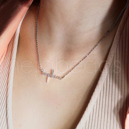 Stainless Steel Name Pendant Necklaces WG885C8-06-1