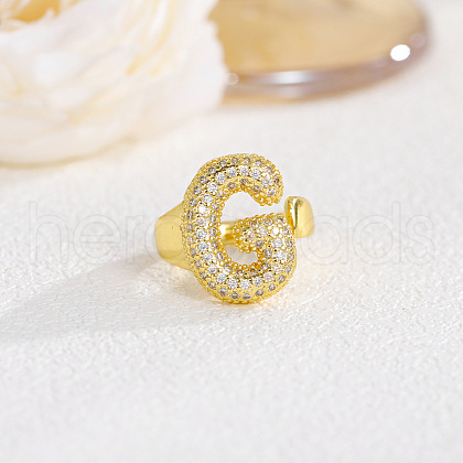 Brass Micro Pave Clear Cubic Zirconia Cuff Rings FS-WG4832E-13-1