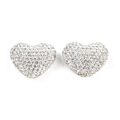 Heart Shaped Polymer Clay Rhinestone Beads CLAY-NH0002-02B-1