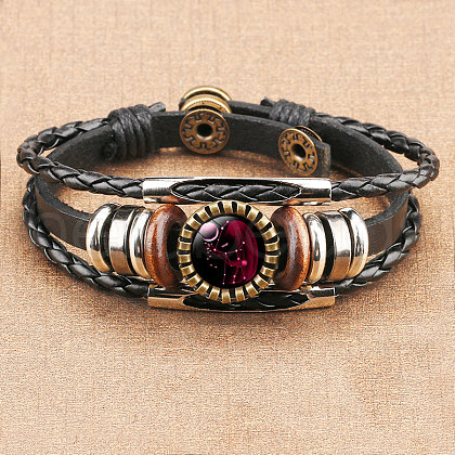 12 Constellations PU Leather Multi-strand Bracelets for Men Women WG878A3-07-1