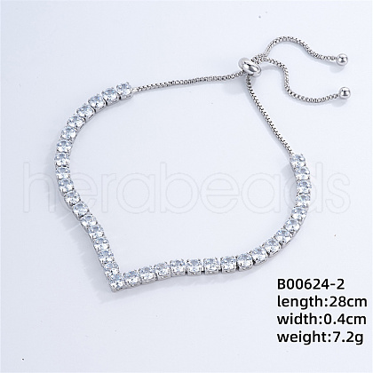 Brass Crystal Rhinestone Box Chain Slider Women's Bracelets UC5673-2-1