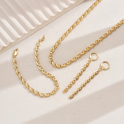 Brass Chain Bracelets & Earrings & Necklaces Sets for Everyday Women's Fashion Accessories FY4215-1