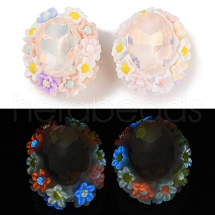 Handmade Luminous Polymer Clay Glass Rhinestone Beads CLAY-H003-05B-1