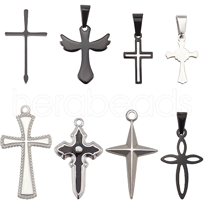 SUNNYCLUE 8Pcs 8 Styles 304 Stainless Steel Pendants STAS-SC0009-08-1