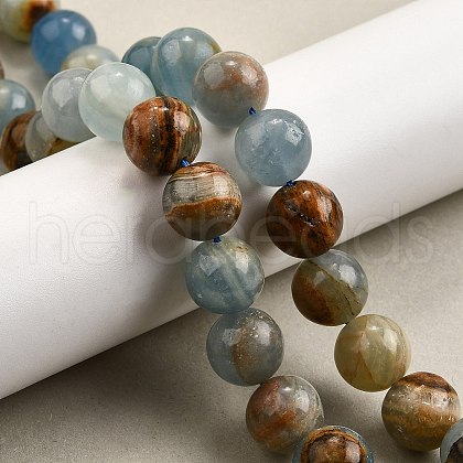 Natural Blue Calcite Beads Strands G-H312-C02-12mm-1