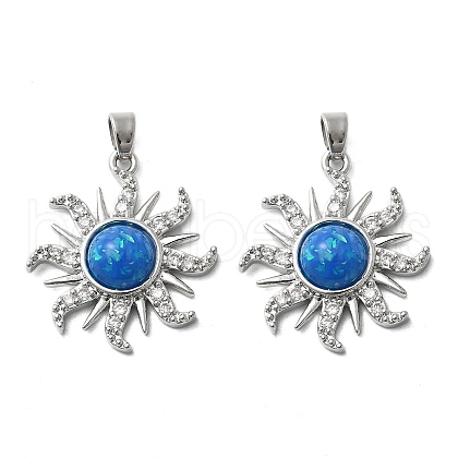 Brass Micro Pave Cubic Zirconia with Resin Pendants KK-Z103-09P-01-1