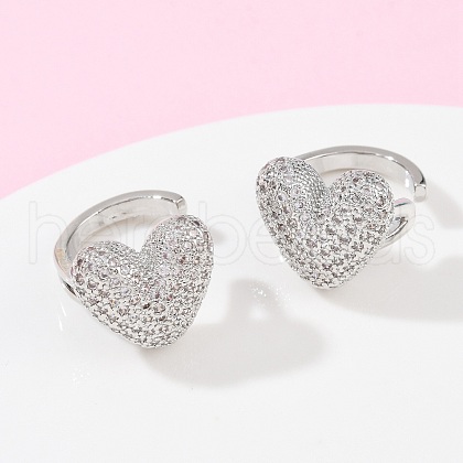 Brass Micro Pave Clear Cubic Zirconia Cuff Earrings EJEW-Z111-03P-02-1