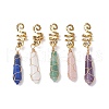 Wire Wrapped Natural Rose Quartz & Green Aventurine & Amethyst & Quartz Crystal & Lapis Lazuli & Alloy Braiding Hair Pendants Decoration Clips OHAR-JH00041-1