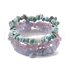 Chips Natural Larimar & Blue Lace Agate & Kunzite Beaded Stretch Bracelets Sets X-BJEW-JB05332-01-4