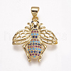 Brass Micro Pave Cubic Zirconia Pendants ZIRC-A009-06G-3