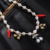 Brass Micro Pave Clear Cubic Zirconia Beaded Necklaces NJEW-Z059-06GP-3