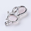 Natural Rose Quartz Kitten Pendants G-P352-B07-2