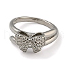 Bowknot Brass Micro Pave Clear Cubic Zirconia Double Rings RJEW-Z050-24P-3