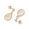 Brass Natural Paua Shell Teardrop Dangle Stud Earrings EJEW-JE06408-03-4