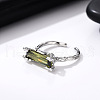 925 Sterling Silver with Cubic Zirconia Open Cuff Rings for Women FS-WGE1194-01-4