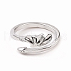 Brass Dragon Wings Cuff Ring for Women RJEW-B028-21P-2