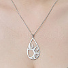 201 Stainless Steel Hollow Teardrop with Sun Pendant Necklace NJEW-OY002-27-1