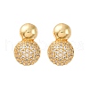 Rack Plating Brass Micro Pave Clear Cubic Zirconia Round Ball Stud Earring EJEW-H099-09G-1-1