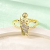 Brass Micro Pave Clear Cubic Zirconia Cuff Rings for Women RJEW-U047-05G-2