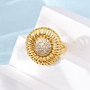 Brass Micro Pave Cubic Zirconia Cuff Rings RJEW-D323-03G-1
