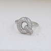 Brass Micro Pave Clear Cubic Zirconia Cuff Rings FS-WG17FF6-17-1