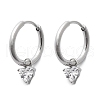 304 Stainless Steel Micro Pave Cubic Zirconia Hoop Earrings STAS-R004-03P-02-4