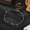 2Pcs 2 Colors 304 Stainless Steel Singapore Chain Bracelet Making AJEW-JB01332-3