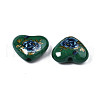 Flower Printed Opaque Acrylic Heart Beads SACR-S305-28-N01-3